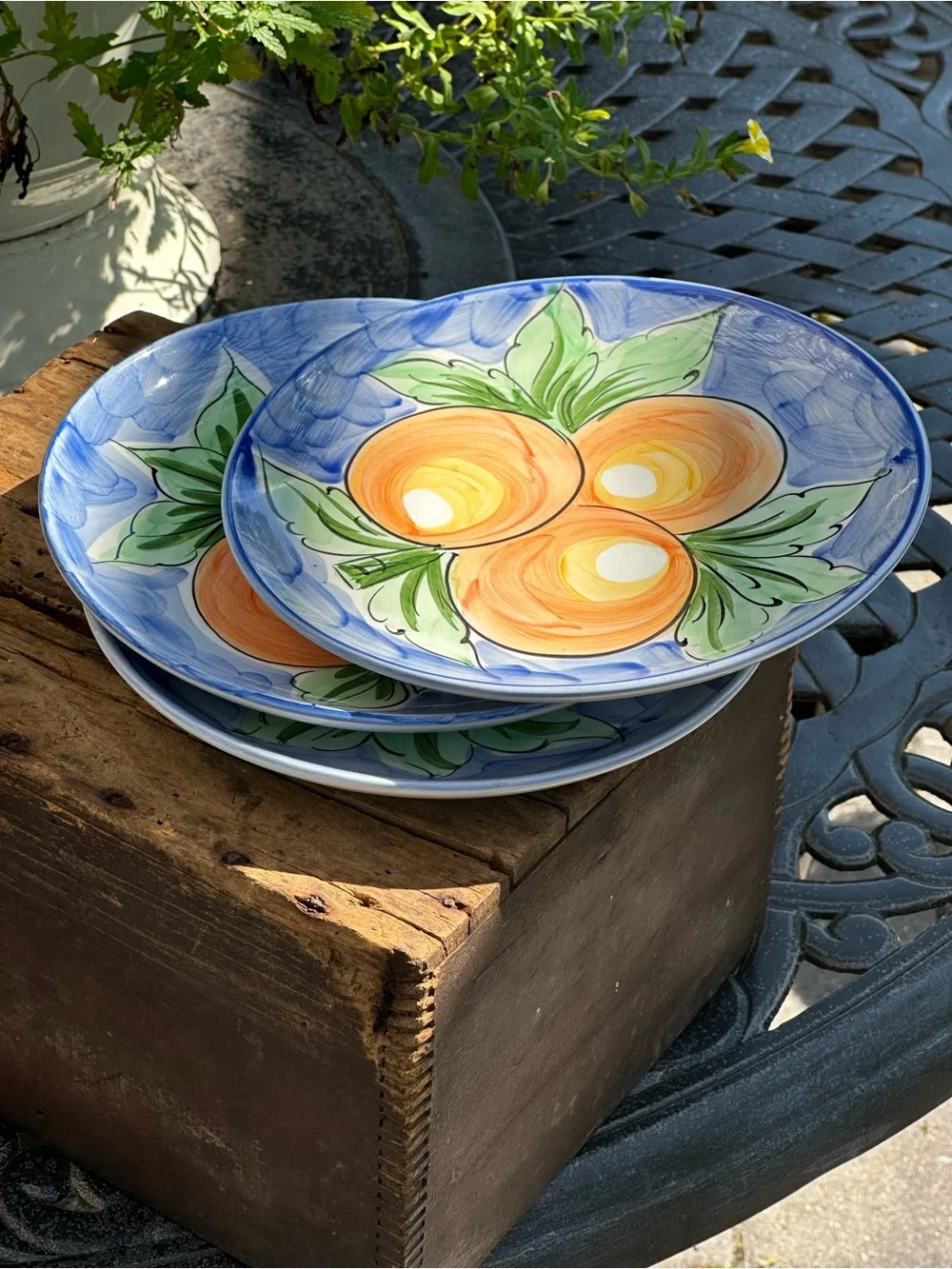 RB Alcobaca Portugal Hand Painted Fruit Plates Set of 3